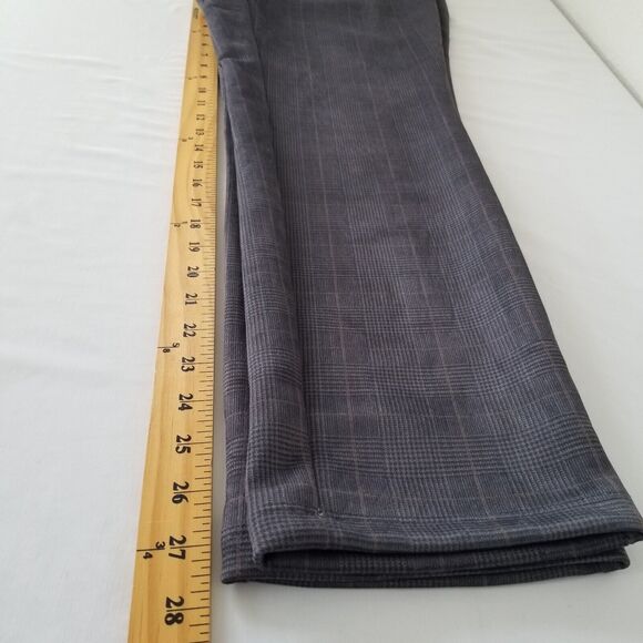 Tahari Faux Suede Pants Pull On Slim Leg Gray Plaid Size M Tummy Control New - Picture 7 of 11